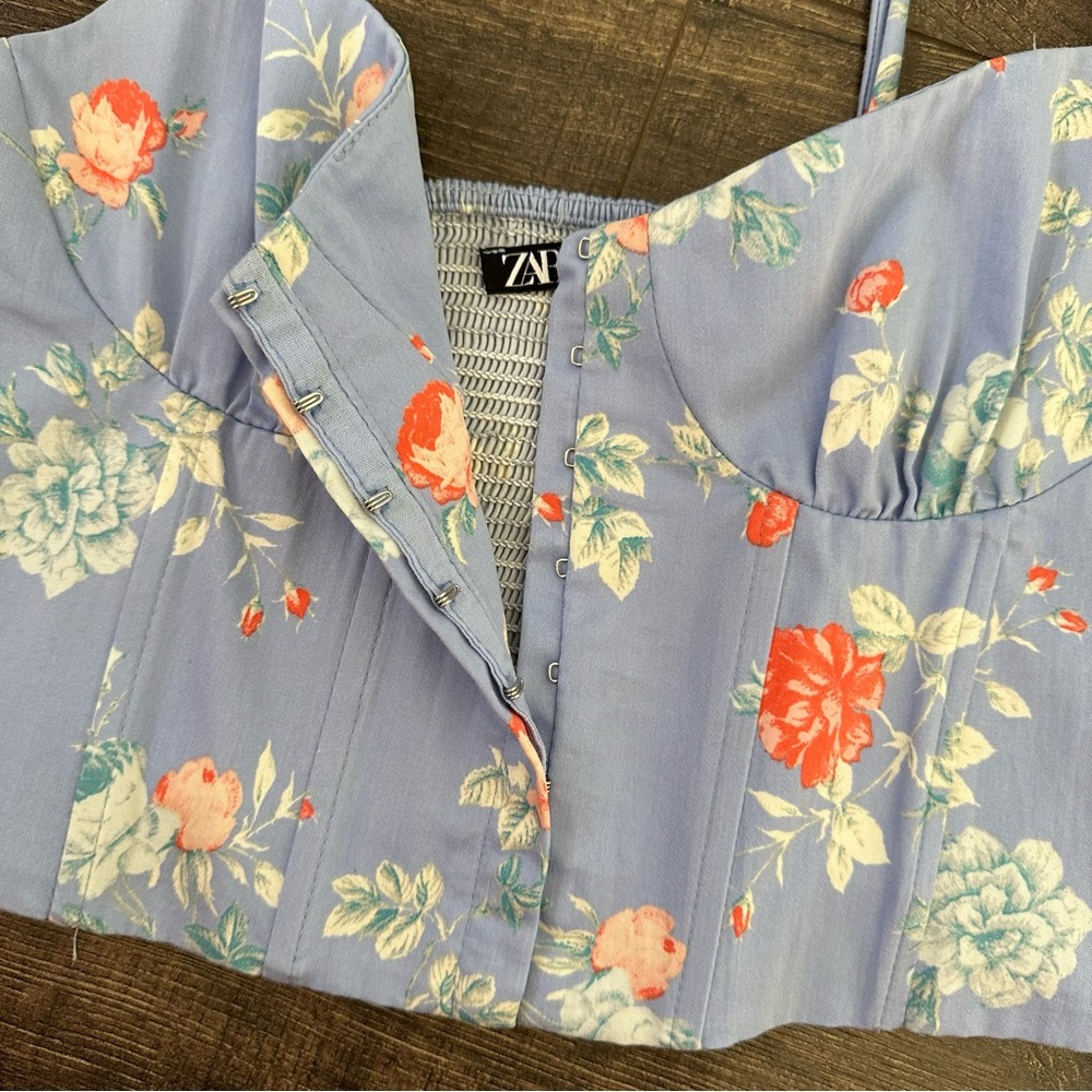 Zara Floral Corset Top Small - Picture 6 of 9